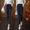 Calça Casual Harem Nove Décimos Personalizada para Mulheres, Cintura Alta, Outono, Emagrecedora, Elástica, Calça Cenoura Afunilada, para Mulheres Baixas, para o Trabalho