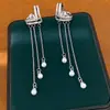 Estilo Ins Coreano Clip para Oreja con Borla de Perla y Circonita en Forma de Corazón para Mujer Sin Perforación Clip para Hélice Auricular Accesorios de Pendientes