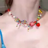 Collar de Cuentas de Manzana Colorido Estilo Fresco de Verano para Mujer, Cadena para Clavícula de Diseño Nicho Estilo Ins, Regalo de Cumpleaños