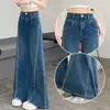 Jeans de Pierna Ancha con Perforaciones Calientes de Estrellas en el Cielo para Mujer 2026 Verano Nuevo Estilo Delgado con Pedrería Brillante Muy Calientes No Ajustados a la Pierna Pantalones de Pierna Ancha