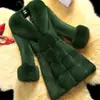 Novedad Otoño e Invierno 2024 Ropa Exterior para Mujer Longitud Media Piel Sintética de Visón Piel Sintética Piel Sintética de Conejo Cuello de Piel Sintética de Zorro Talla Grande Corte Entallado