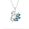 Colar de prata de lei 925 feminino popular Rede social Ins pingente simples de Cisne corrente para clavícula curto presente de aniversário para namorada
