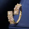 Anillo Abierto de Azúcar en Cubo Nieve de Lujo Ligero Transfronterizo, Completamente Incrustado con Circonita Exquisita Superbrillante, Anillo de Lujo Ligero de Moda Ajustable
