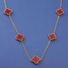 Collar de alta versión de oro de 18 quilates de acero de titanio que no se desvanece Trébol de doble cara Nácar Cinco Flores collar femenino nicho cadena de clavícula