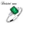 Anillo Esmeralda Nutritivo Vintage Moda Zambiana Anillo de Plata de Ley S925 Anillo Sencillo Elegante de Nicho para Mujeres