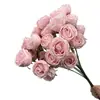 Flores Artificiales 3 Cabezas Rosa Princesa Rosa Roja Flor Artificial Ramo Decorativo Material de Flores para Boda Jardín Floral Paisajismo