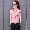 Camisa nueva de otoño 2020 para mujer, camisa estampada de manga larga, camisa de gasa ajustada de estilo coreano, camisa base ajustada para mujer
