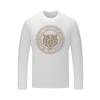 Camiseta de Manga Larga Estilo Europeo para Hombre con Cabeza de Tigre de Pedrería, Cuello Redondo Pesado, Nueva Moda Primavera/Otoño 2026 Camiseta Básica, Marca de Tendencia