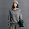 Tricô Cashmere Feminino Solto Casual Estilo Old Money Versátil com Capuz Outono e Inverno Novo Estilo Preguiçoso Tricô de Cashmere