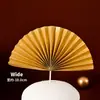 Decoração de bolo de aniversário Flor de leque de papel dourado e prateado Leque dobrável Girassol Inserção para cartão de aniversário Inserção para bandeira de mesa de sobremesa