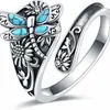 Nova Joia Amazon Vintage Personalizada Boêmia Turquesa Libélula Girassol Anel Enrolado Feminino