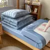 2026 Nuevo Modelo 100% Algodón Teñido en Hilo Algodón Lavado Juego de Tres Piezas para Cama Litera de Dormitorio Estudiantil Algodón Puro
