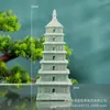 Pabellón de Estilo Antiguo, Puente de la Torre, Paisaje en Miniatura, Agua Corriente, Bonsái, Jardinería, Paisaje de Flores, Decoración Miniatura, Muebles de Arenisca Verde