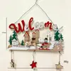 Cruz Natalina de Madeira com Letras Inglesas Criativas Pingente de Atmosfera Festiva Boneco de Neve Pendurado Decoração de Árvore de Natal