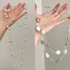 Colar de pérolas estilo francês com design de céu estrelado, corrente longa em camadas para suéter, acessório de outono e inverno de nicho de luxo leve de alta qualidade