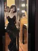 Vestido Sexy sin Espalda de Lentejuelas estilo Hepburn sin Tirantes, Nuevo Modelo 2026, Elegante Vestido de Alta Gama con un Aire de Socialité