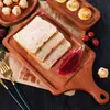 Bandeja cuadrada para pizza de ébano natural, bandeja de madera cuadrada con asa, para uso doméstico, adecuada para comidas de estilo occidental y platos de filete