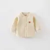 Chaqueta fina de algodón con relleno de aire para bebé, manga larga de algodón puro, unisex, abrigo cálido de otoño e invierno para bebé, cárdigan de doble botonadura