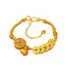 Joyería DIY Chapada en Oro Calabaza Dorada Monedas de los Cinco Emperadores Brújula Giratoria Pulsera Trenzada para Mujer Nuevo Estilo Retro Chino Tendencia Nacional