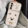 Capa de linha de pele de cordeiro galvanizada para cachorro adequada para Samsung S26, S24 Ultra, S25 com janela de visualização grande e proteção anti-queda