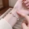 Pulsera sencilla vintage usada joyería francesa elegante y delicada joyería de diamantes cuadrados y brillantes pulsera versátil estilo