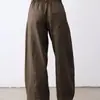 Calça cropped de perna larga elegante e afunilada de cor sólida com botões, nova para o verão, casual, solta, de cintura alta, transfronteiriça europeia e americana