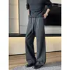 Calça casual larga de perna larga desconstruída retrô estilo Old Money para homens, novas calças compridas retas largas de outono de 2026