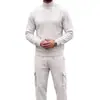 Traje informal de punto grueso para hombre, de otoño e invierno, con cuello alto simple, para ir al trabajo, deportivo y de exterior, transfronterizo de Amazon Europa y América