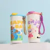 Caneca Térmica de Aço Inoxidável 316 Colorida Estilo Desenho Animado de Alta Aparência com Alça Portátil para Café Copo de Água com Canudo Fofo para Meninas