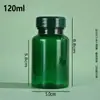 Mascota poliéster tapa abatible botella de plástico producto para la salud botella de empaque de boca ancha cápsula sólida color té azul verdoso botella de empaque en stock