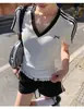 Camiseta Blanca de Manga Corta con Escote en V y Lazo Song Zheng para Mujer, Nuevo Top Corto de Verano Ajustado