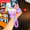 Produto Acabado de Crochê Feito à Mão, Chaveiro Buquê de Flores de Lã, Flor Rosa Criativa Flor Artificial Pingente de Bolsa, Presente para o Dia dos Professores