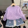 Suéter de Otoño e Invierno para Niñas 2026 Nuevo Estilo Coreano Cardigan de Punto con Lazo Top Versátil para Niñas Pequeñas, Dropshipping de Comercio Exterior