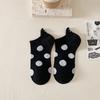 Meias Femininas Verão Suor Absorvente Fino Barco Meias Calcanhar Olhos Bordado Meias Invisíveis Cartoon Japonês Polka Dot Meias Desossadas