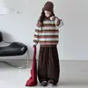 Nueva colección de otoño 2026 para niñas: suéter de punto a rayas, atuendo casual y versátil, estilo primavera y otoño, conjunto de pantalones para niños de talla mediana y grande