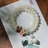 Pulsera de Jade Blanco Natural Bodhi de 108 Cuentas al por Mayor, Pulsera de Semillas de Bodhi para Hombres y Mujeres, Collar de Mano Estilo Chino