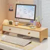Soporte elevador para computadora de escritorio con base para pantalla, bandeja para teclado y cajón para organización de escritorio de oficina