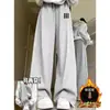 Pantalones Deportivos Casuales Grises para Hombre y Mujer, Talla Grande 150.00 kg, Corte Holgado 'Fat Boy Loose', para Primavera, Otoño e Invierno, Cuatro Estaciones, con Forro Polar, Tobillo Ajustado