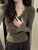 Camisa básica de cuello de ganso con rosca para primavera, otoño e invierno, para uso exterior, camiseta interior de modal de alta gama para mujer, corte entallado y largo.