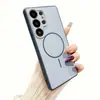 Funda magnética para teléfono con sensación de piel, adecuada para Samsung S26Ultra, anticaídas S25Plus, borde antideslizante con bloqueo de color S24, funda protectora