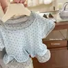 Conjunto Feminino Verão 2026 Novo Estilo Coreano Menina Verão Manga Curta Camiseta Calça Longa Calça Flare Conjunto de Duas Peças Tendência