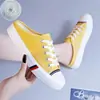Zapatos de lona slip-on con diseño de grulla blanca para mujer, de verano, finos, transpirables, versátiles, para estudiante, sin talón, de tela, zapatos galleta, de caña baja, ligeros