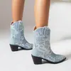Talla 40-43 Zapatos Transfronterizos Europeos y Americanos para Mujer, Botas de Media Caña de Punta Extra Grande, Botas de Cuero para Mujer de Otoño e Invierno, Botas Vaqueras de Tacón Alto
