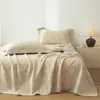 Juego de Ropa de Cama Wabi-Sabi de Lino y Algodón Clase A, Juego de Tres Piezas de Algodón Puro de una Sola Pieza, Ropa de Cama Sencilla