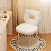Mesa de Maquiagem Influenciadora de Nail Art Banqueta Simples Luxo Leve Encosto Quarto Vestir Casa Meninas Cadeira Creme