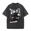 [Lavado Transfronterizo] Estilo de Vida de Rapero Camiseta Lavada Retro Hombres y Mujeres Moda Hip-Hop Alta