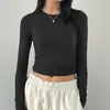 Aliexpress Transfronteiriço 2026 Nova Temporada de Primavera Manga Longa Gola Redonda Multicor Slim Fit Top Moda Europeia e Americana Camada Base Camiseta Emagrecedora