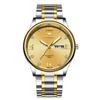 Reloj FNGEEN sala de relojes Correa de acero dorado moda reloj de hombre doble calendario reloj de cuarzo reloj casual reloj de pulsera reloj no mecánico