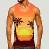 Colete Masculino de Verão Casual com Estampa de Coqueiro e Gola O Pri