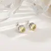Aretes de Plata Yuebao Jewelry Amatista Plata de Ley S925 Citrino Corte Redondo Seis Palabras Mantra Estilo Étnico En Stock